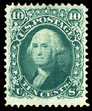 Values of US Stamps Scott Catalogue # 96: 1868 10c Washington Grill. Matthew Bennett International, Sep 2011, Sale 338, Lot 1769