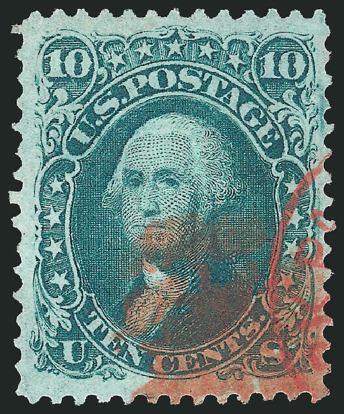US Stamps Prices Scott Catalog 96: 1868 10c Washington Grill. Robert Siegel Auction Galleries, Oct 2010, Sale 997, Lot 5399