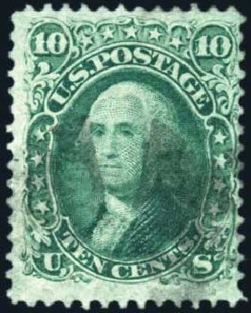 US Stamp Price Scott Catalog # 96 - 1868 10c Washington Grill. Harmer-Schau Auction Galleries, Apr 2009, Sale 81, Lot 540