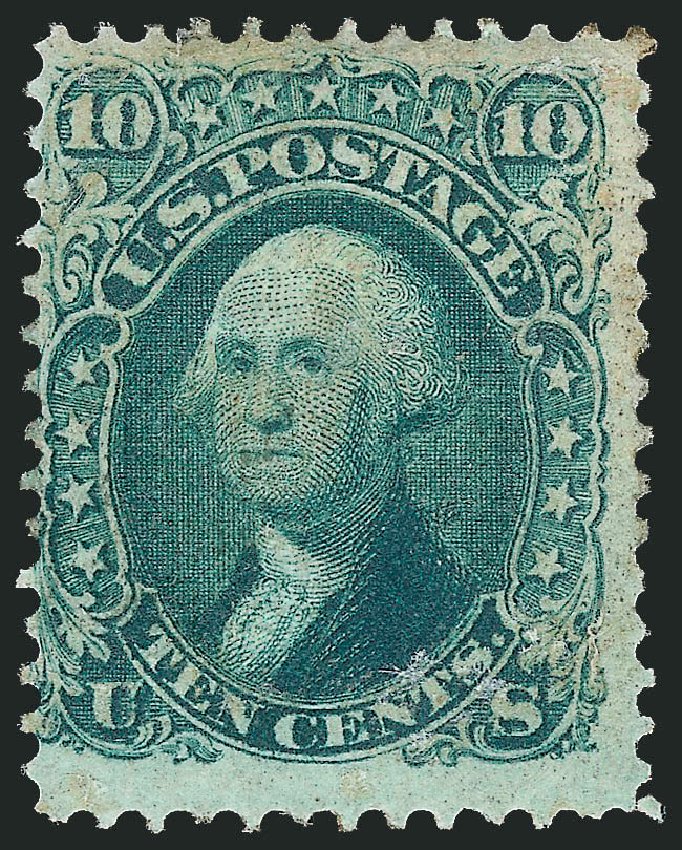 US Stamp Values Scott Catalogue #96 - 1868 10c Washington Grill. Robert Siegel Auction Galleries, Mar 2014, Sale 1067, Lot 1080