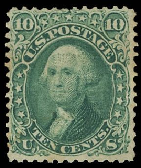 Values of US Stamp Scott Catalog #96: 10c 1868 Washington Grill. Daniel Kelleher Auctions, Jun 2012, Sale 630, Lot 1311