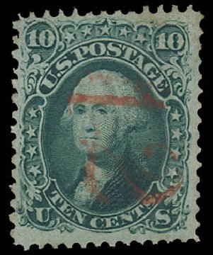 Cost of US Stamps Scott 96 - 1868 10c Washington Grill. Daniel Kelleher Auctions, Oct 2012, Sale 632, Lot 1011