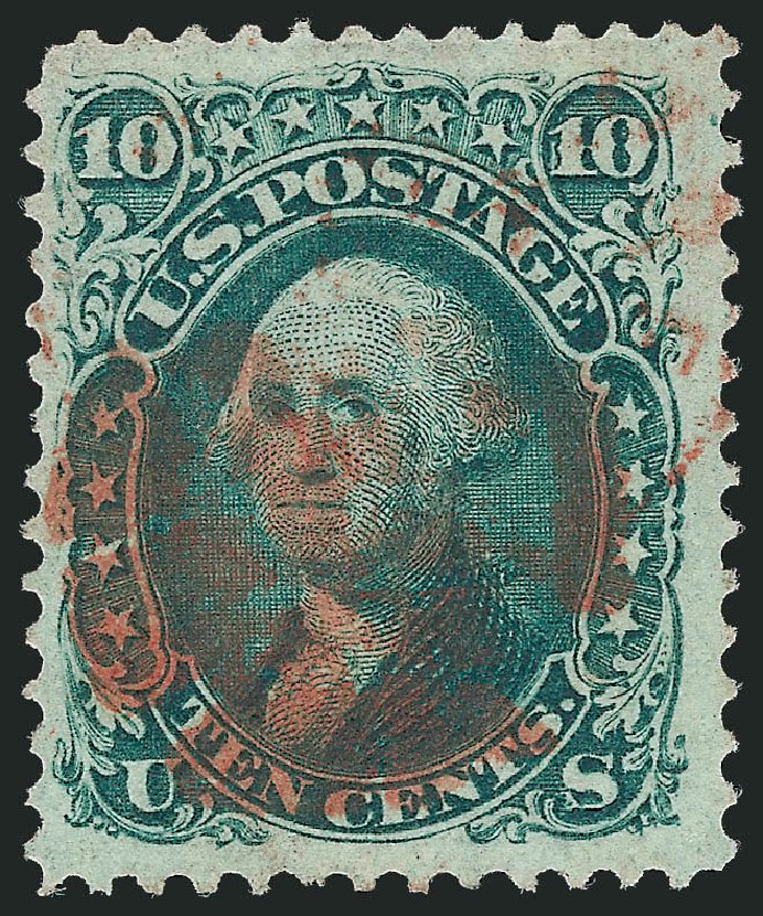 US Stamps Prices Scott Cat. 96: 1868 10c Washington Grill. Robert Siegel Auction Galleries, Mar 2011, Sale 1007, Lot 2241