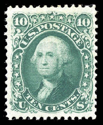 Value of US Stamp Scott Catalog # 96 - 10c 1868 Washington Grill. Matthew Bennett International, Sep 2010, Sale 331, Lot 444