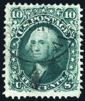 Cost of US Stamp Scott Catalog 96 - 1868 10c Washington Grill. Harmer-Schau Auction Galleries, Feb 2010, Sale 84, Lot 1364