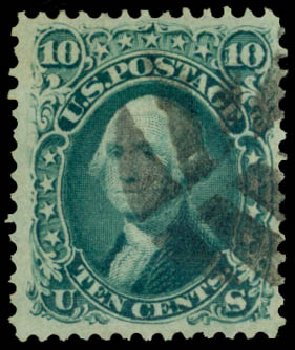 Value of US Stamps Scott Cat. #96: 10c 1868 Washington Grill. Daniel Kelleher Auctions, May 2014, Sale 652, Lot 214