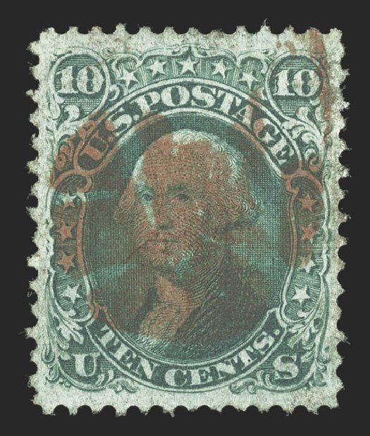 Cost of US Stamp Scott Cat. #96 - 10c 1868 Washington Grill. Spink Shreves Galleries, Jul 2012, Sale 140, Lot 134