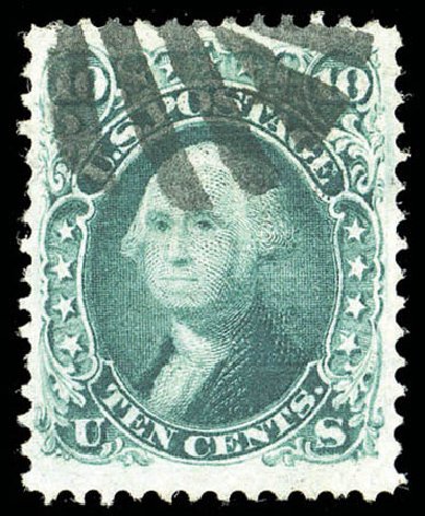 US Stamp Value Scott Catalogue #96: 1868 10c Washington Grill. Matthew Bennett International, Sep 2010, Sale 331, Lot 445