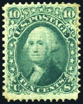 US Stamps Values Scott Cat. #96 - 10c 1868 Washington Grill. Harmer-Schau Auction Galleries, Oct 2008, Sale 79, Lot 85