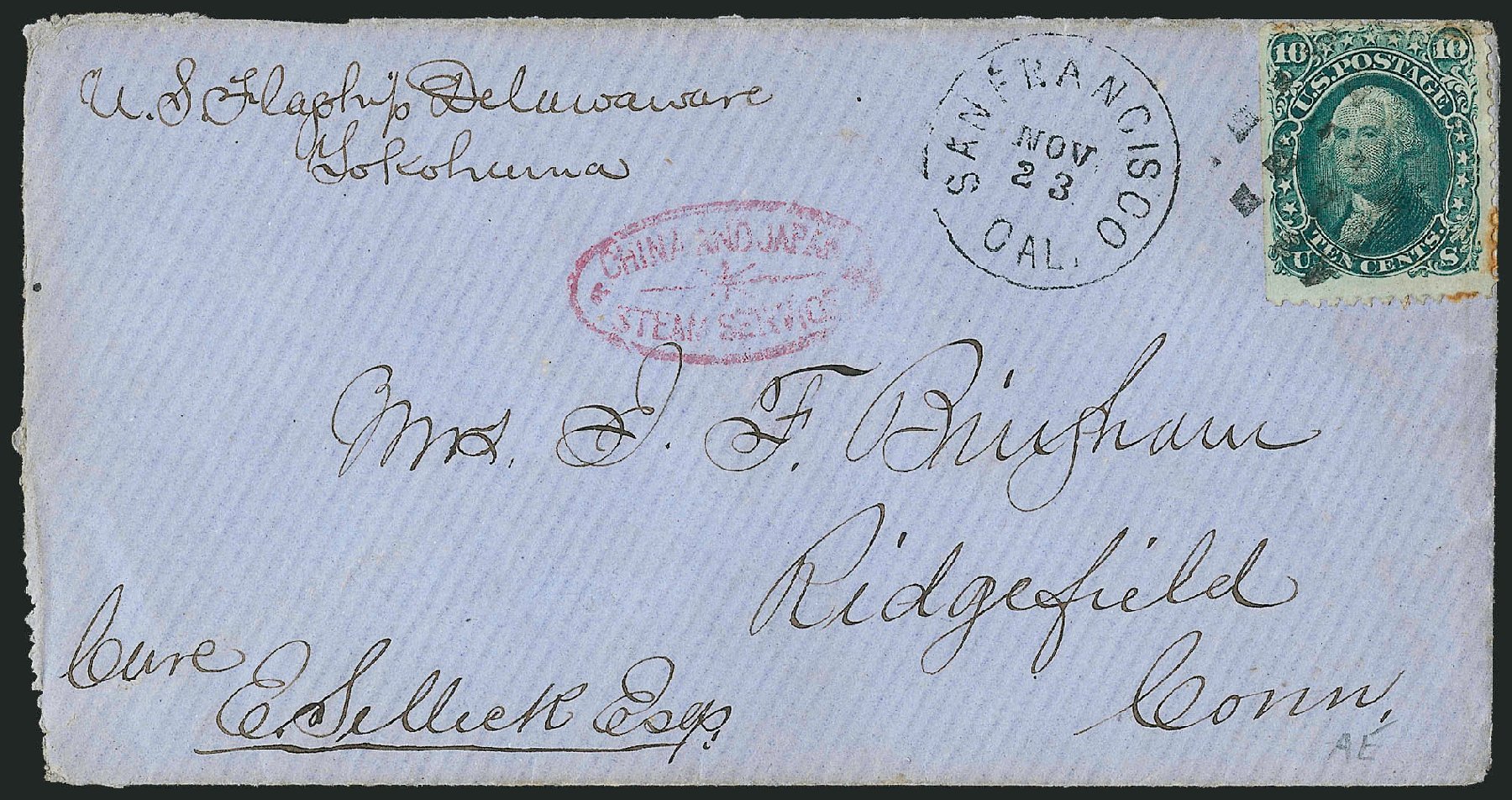 Value of US Stamps Scott #96: 1868 10c Washington Grill. Robert Siegel Auction Galleries, Jun 2012, Sale 1025, Lot 155