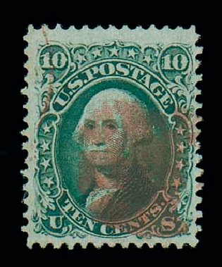 US Stamp Values Scott Cat. # 96 - 1868 10c Washington Grill. Matthew Bennett International, Jun 2007, Sale 319, Lot 1132