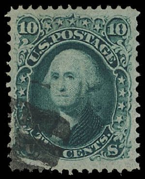 US Stamp Values Scott Cat. #96 - 1868 10c Washington Grill. Daniel Kelleher Auctions, Jun 2012, Sale 630, Lot 1312