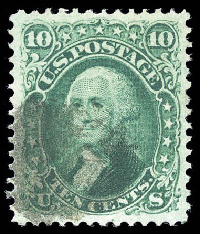 US Stamp Value Scott Catalog 96: 1868 10c Washington Grill. Matthew Bennett International, Sep 2010, Sale 333, Lot 3476