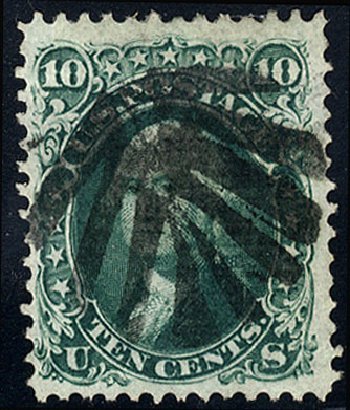 Costs of US Stamps Scott Cat. 96: 1868 10c Washington Grill. Cherrystone Auctions, Apr 2012, Sale 201204, Lot 66