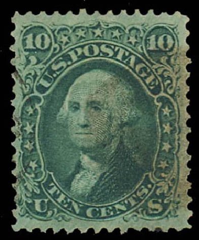 Prices of US Stamps Scott Catalogue 96: 10c 1868 Washington Grill. Daniel Kelleher Auctions, Oct 2011, Sale 626, Lot 116