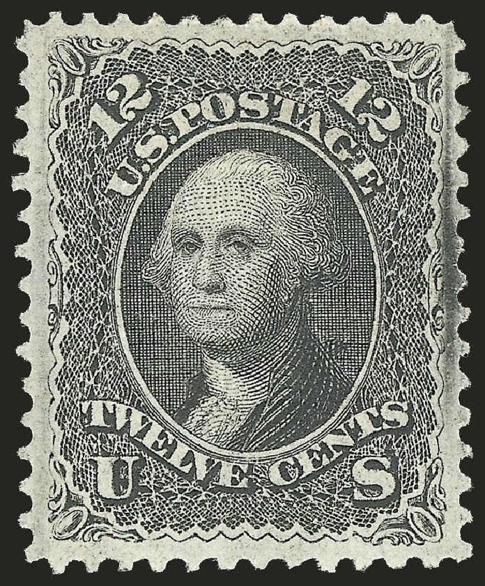 Value of US Stamps Scott Catalogue # 97 - 1868 12c Washington Grill. Robert Siegel Auction Galleries, Apr 2009, Sale 972, Lot 3097