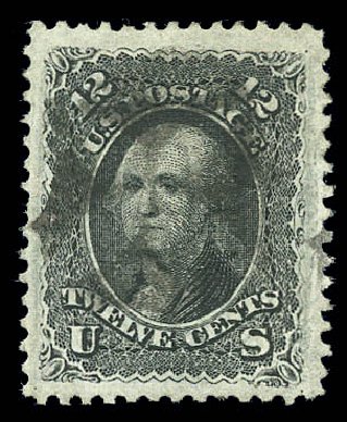 US Stamps Prices Scott Catalog 97: 12c 1868 Washington Grill. Matthew Bennett International, Sep 2010, Sale 333, Lot 3479