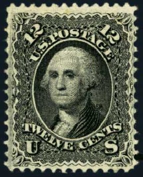 US Stamps Values Scott Catalog 97: 12c 1868 Washington Grill. Harmer-Schau Auction Galleries, Aug 2012, Sale 94, Lot 1159