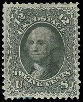 US Stamp Values Scott Cat. 97 - 12c 1868 Washington Grill. H.R. Harmer, Jun 2013, Sale 3003, Lot 1099