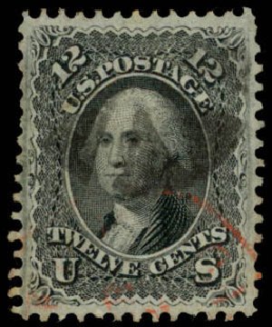 US Stamps Prices Scott Cat. 97 - 12c 1868 Washington Grill. Daniel Kelleher Auctions, Mar 2013, Sale 635, Lot 289
