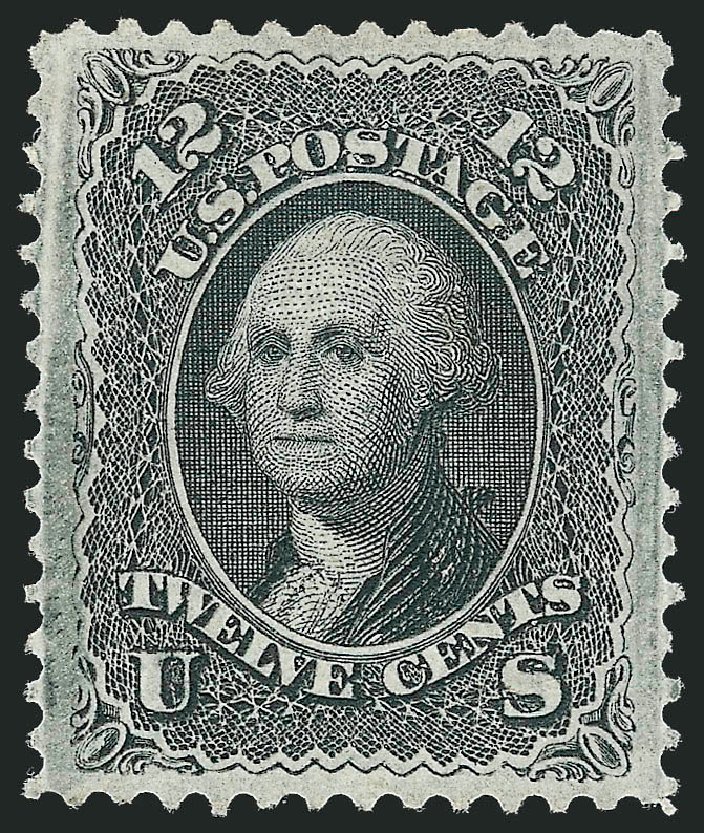 US Stamps Value Scott Catalogue # 97: 1868 12c Washington Grill. Robert Siegel Auction Galleries, Oct 2010, Sale 997, Lot 5400