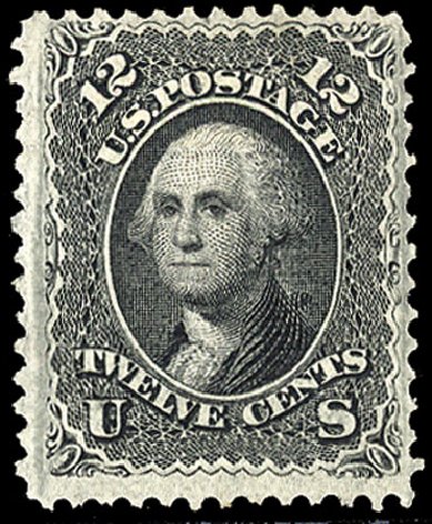 US Stamps Prices Scott Cat. #97 - 1868 12c Washington Grill. Cherrystone Auctions, Jan 2009, Sale 200901, Lot 111