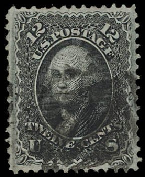 Prices of US Stamp Scott Catalogue 97 - 1868 12c Washington Grill. Daniel Kelleher Auctions, Jun 2012, Sale 630, Lot 1314