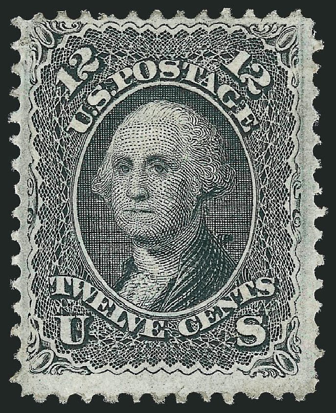 US Stamps Value Scott Cat. #97 - 1868 12c Washington Grill. Robert Siegel Auction Galleries, Mar 2012, Sale 1021, Lot 264