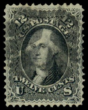 US Stamps Value Scott Catalogue # 97: 1868 12c Washington Grill. Daniel Kelleher Auctions, Mar 2014, Sale 648, Lot 2055