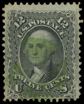 Price of US Stamp Scott Cat. # 97 - 1868 12c Washington Grill. Daniel Kelleher Auctions, May 2014, Sale 652, Lot 215