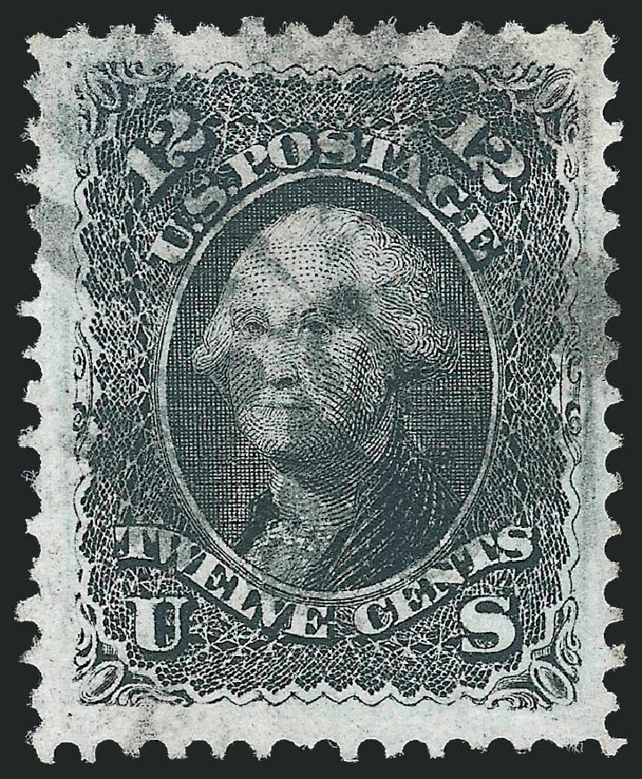 US Stamps Prices Scott Catalog #97: 1868 12c Washington Grill. Robert Siegel Auction Galleries, Jun 2012, Sale 1024, Lot 165