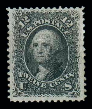 Values of US Stamp Scott Cat. 97: 1868 12c Washington Grill. Matthew Bennett International, Oct 2007, Sale 320, Lot 413