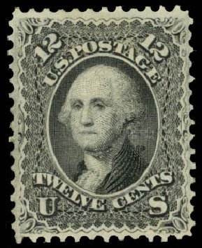US Stamp Prices Scott #97: 12c 1868 Washington Grill. Daniel Kelleher Auctions, Aug 2015, Sale 672, Lot 2303