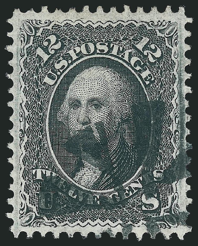 US Stamps Prices Scott Catalogue 97: 1868 12c Washington Grill. Robert Siegel Auction Galleries, Dec 2013, Sale 1062, Lot 283