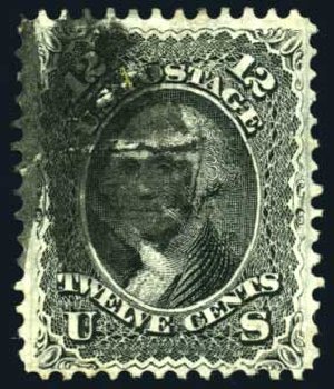 US Stamp Price Scott Catalogue # 97: 12c 1868 Washington Grill. Harmer-Schau Auction Galleries, Oct 2008, Sale 79, Lot 86