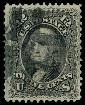 US Stamps Value Scott Catalogue # 97: 12c 1868 Washington Grill. Daniel Kelleher Auctions, Mar 2014, Sale 648, Lot 2056