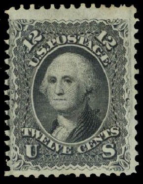 Value of US Stamps Scott Catalog # 97 - 1868 12c Washington Grill. Daniel Kelleher Auctions, Mar 2014, Sale 650, Lot 2546