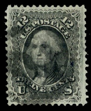 US Stamp Values Scott Catalog #97 - 12c 1868 Washington Grill. Daniel Kelleher Auctions, May 2014, Sale 652, Lot 216