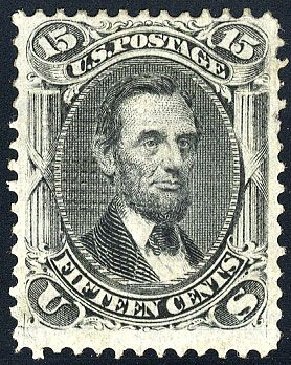 Cost of US Stamps Scott Cat. # 98: 15c 1868 Lincoln Grill. Cherrystone Auctions, Jan 2008, Sale 200801, Lot 1097