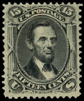 Costs of US Stamps Scott Catalogue # 98: 15c 1868 Lincoln Grill. Daniel Kelleher Auctions, May 2014, Sale 652, Lot 217