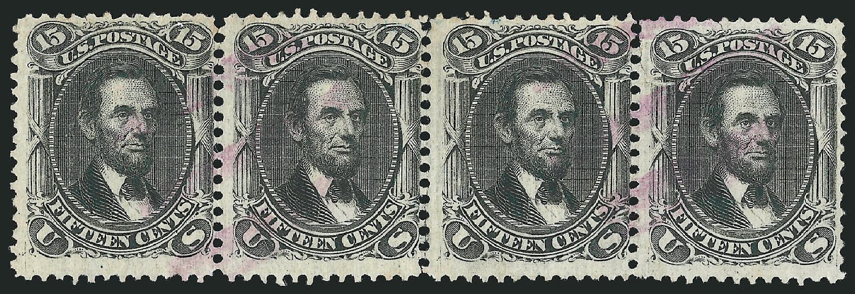 US Stamp Price Scott Catalog 98 - 1868 15c Lincoln Grill. Robert Siegel Auction Galleries, Nov 2014, Sale 1084, Lot 3287