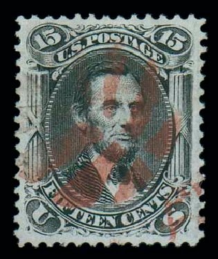 Costs of US Stamp Scott Cat. #98: 1868 15c Lincoln Grill. Matthew Bennett International, Dec 2007, Sale 323, Lot 248
