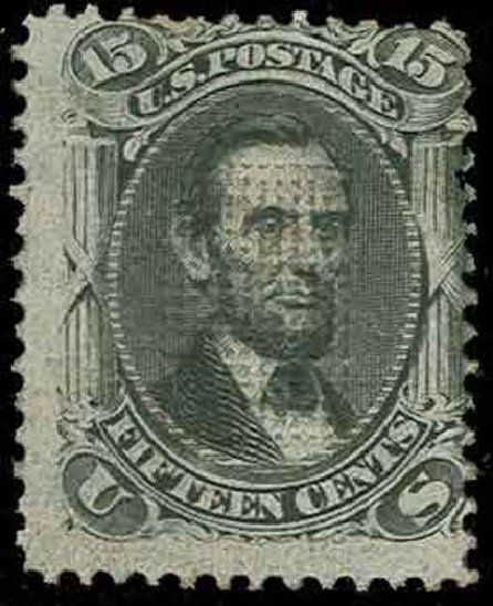 Prices of US Stamps Scott Catalog 98 - 1868 15c Lincoln Grill. H.R. Harmer, Nov 2013, Sale 3004, Lot 1088