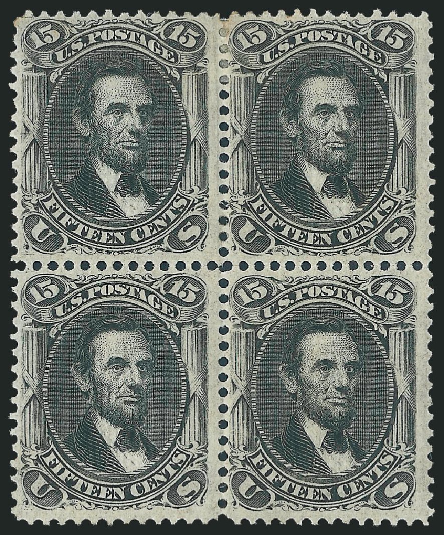 Values of US Stamps Scott # 98: 1868 15c Lincoln Grill. Robert Siegel Auction Galleries, Mar 2012, Sale 1021, Lot 268