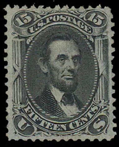 Cost of US Stamps Scott Catalogue 98 - 15c 1868 Lincoln Grill. Daniel Kelleher Auctions, Oct 2011, Sale 626, Lot 119