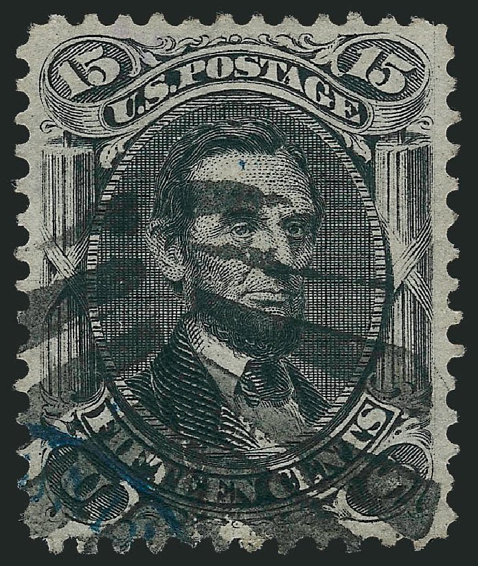 US Stamp Value Scott Catalogue # 98 - 15c 1868 Lincoln Grill. Robert Siegel Auction Galleries, Jun 2011, Sale 1011, Lot 479
