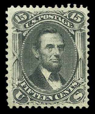 US Stamps Values Scott 98 - 15c 1868 Lincoln Grill. Matthew Bennett International, Sep 2010, Sale 333, Lot 3480