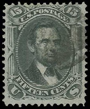 Value of US Stamps Scott Catalogue # 98: 15c 1868 Lincoln Grill. H.R. Harmer, Jun 2013, Sale 3003, Lot 1100