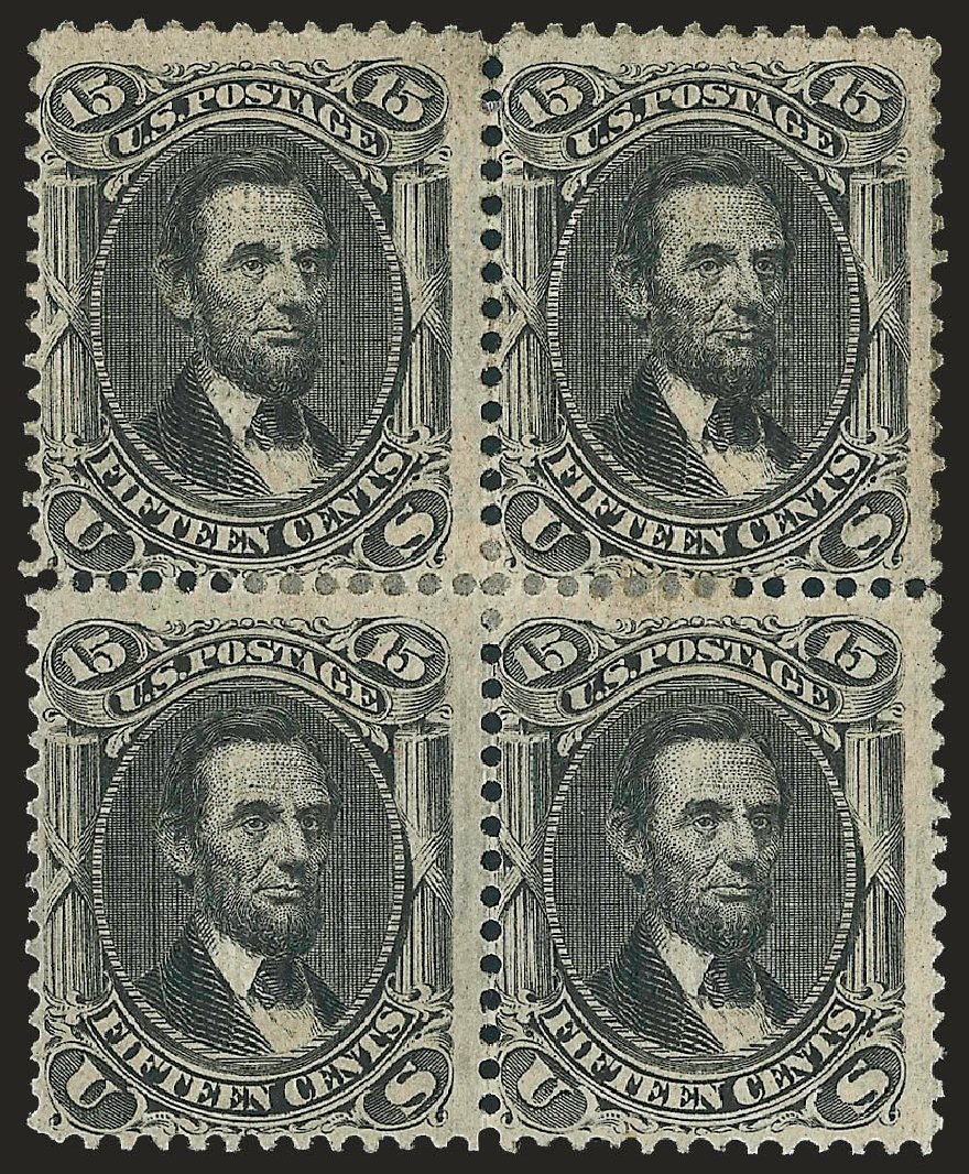 US Stamp Price Scott Catalogue # 98: 1868 15c Lincoln Grill. Robert Siegel Auction Galleries, Dec 2009, Sale 982, Lot 5280