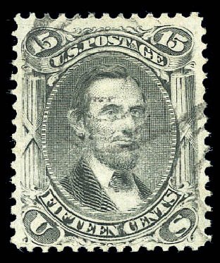 Cost of US Stamp Scott Cat. #98 - 15c 1868 Lincoln Grill. Matthew Bennett International, Sep 2010, Sale 333, Lot 3481